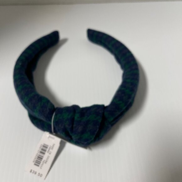 J. Crew Houndstooth Blue Green Knotted Headband NWT - Picture 6 of 9